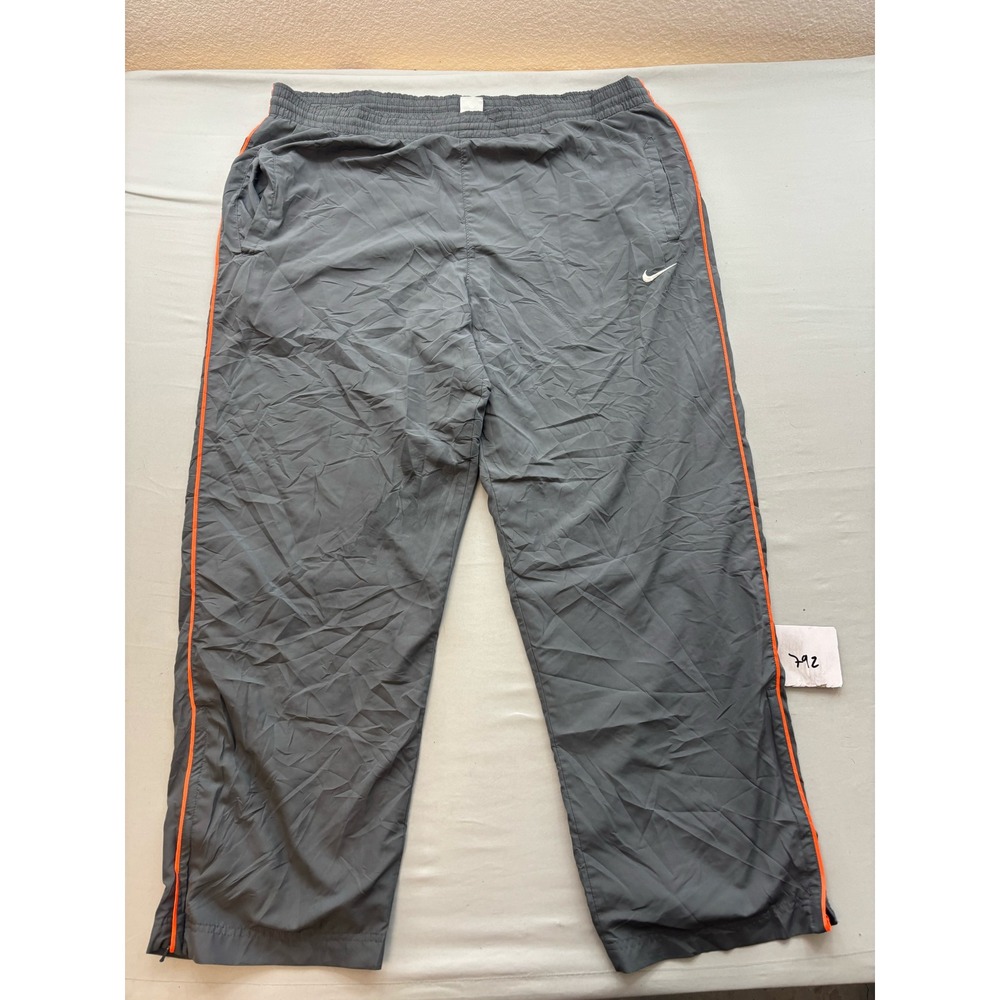 Nike Dri-FIT Mens XXL Gray Orange Piping Track Pants Athletic Running Sweats